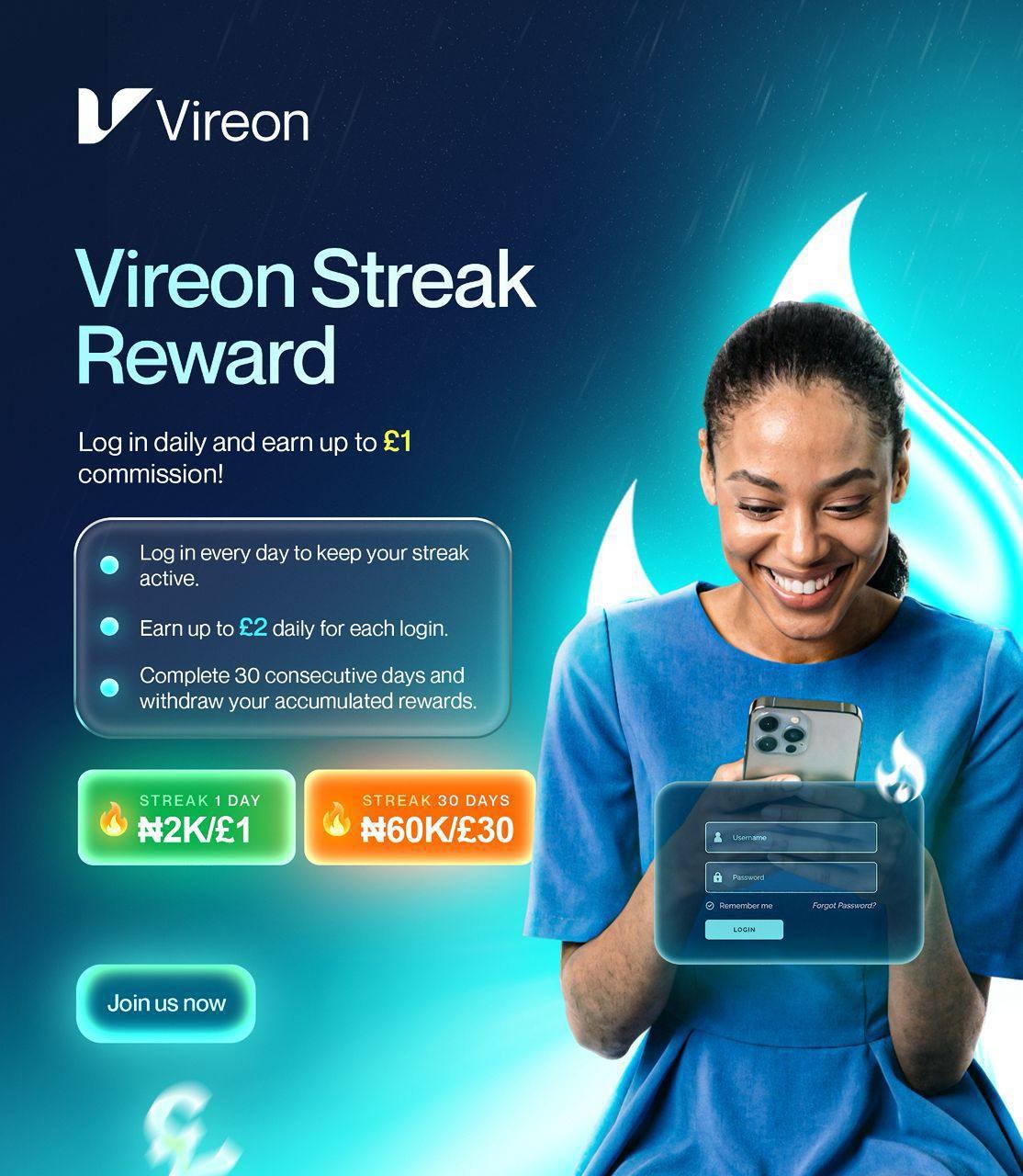 Vireon streak reward flyer